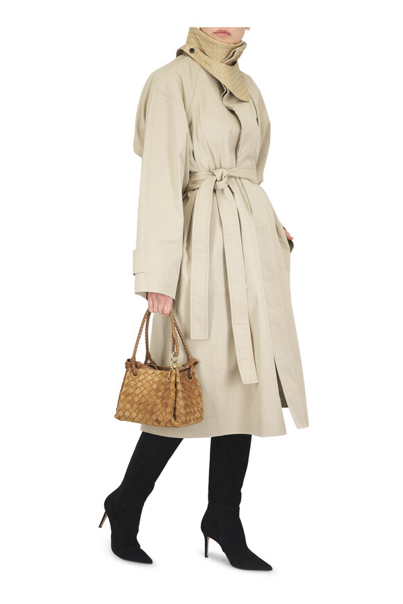 Bottega Veneta Small Parachute Dark Caramel Intrecciato Suede Bag - view 2