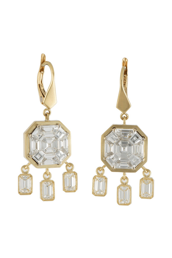 Sylva & Cie Mosaic Diamond Droplet Earrings - view 1