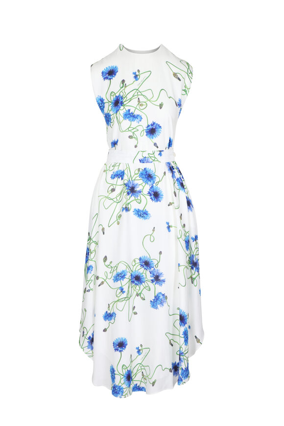 Stella McCartney Floral Hammered Shift Midi-Dress