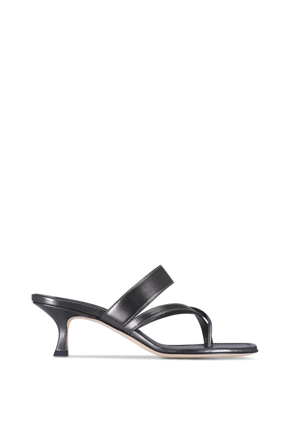 Manolo Blahnik - Susa Graphite Leather Sandal, 50mm