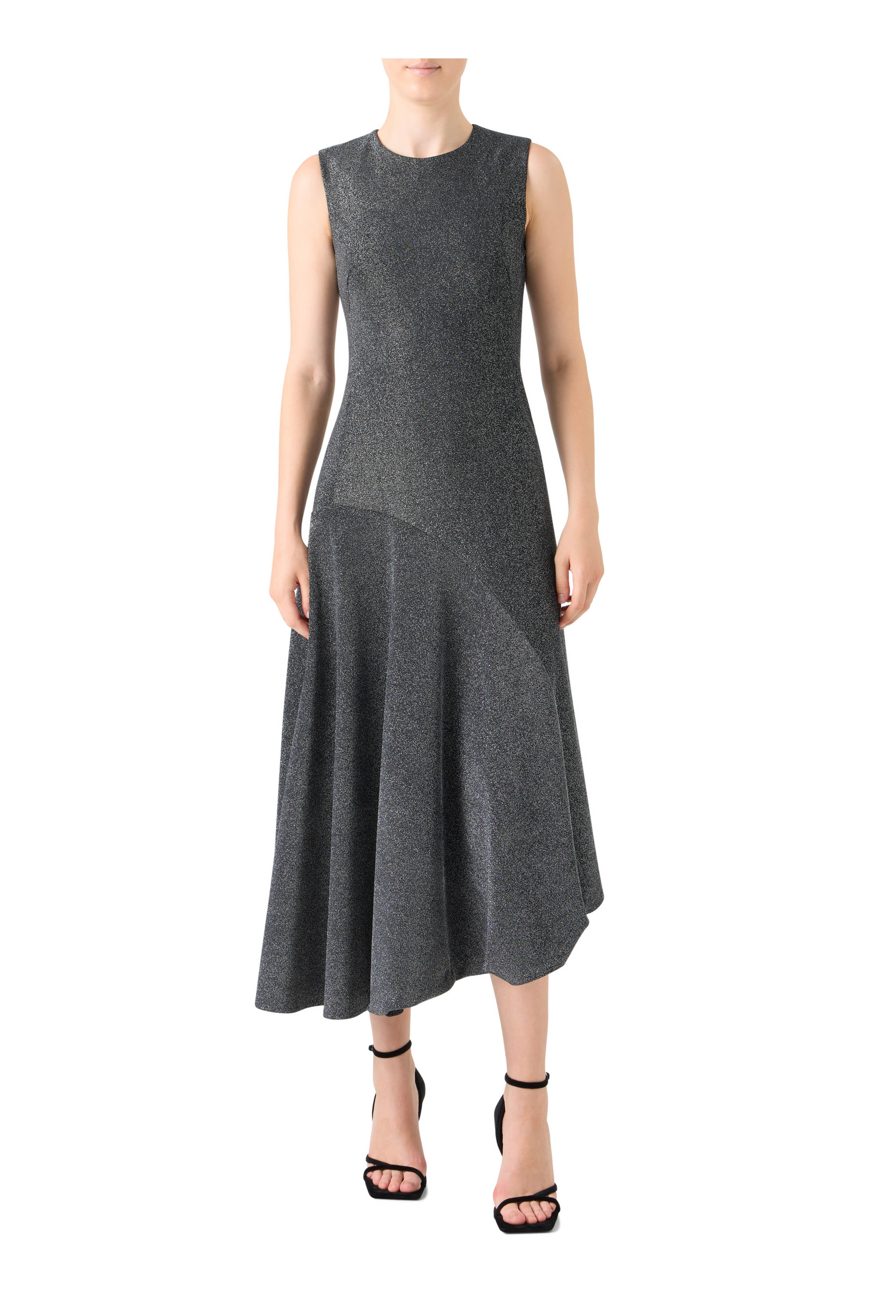 Akris Punto - Steel Metallic Jersey Asymmetric Midi Dress