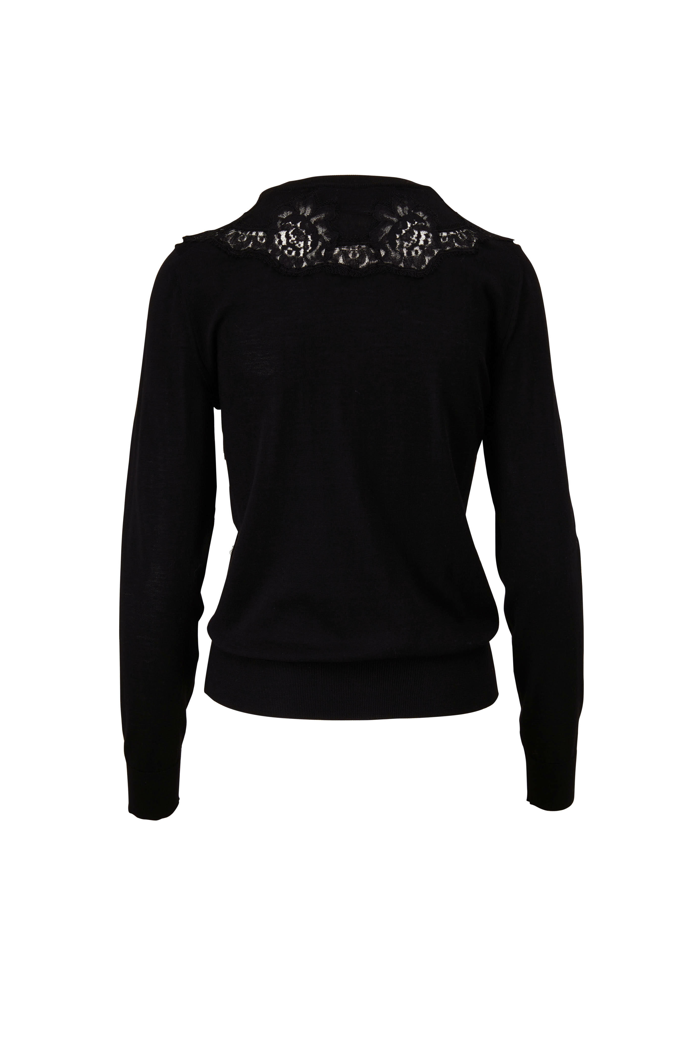 Dolce & Gabbana - Black Lace Trim Button Down Cardigan