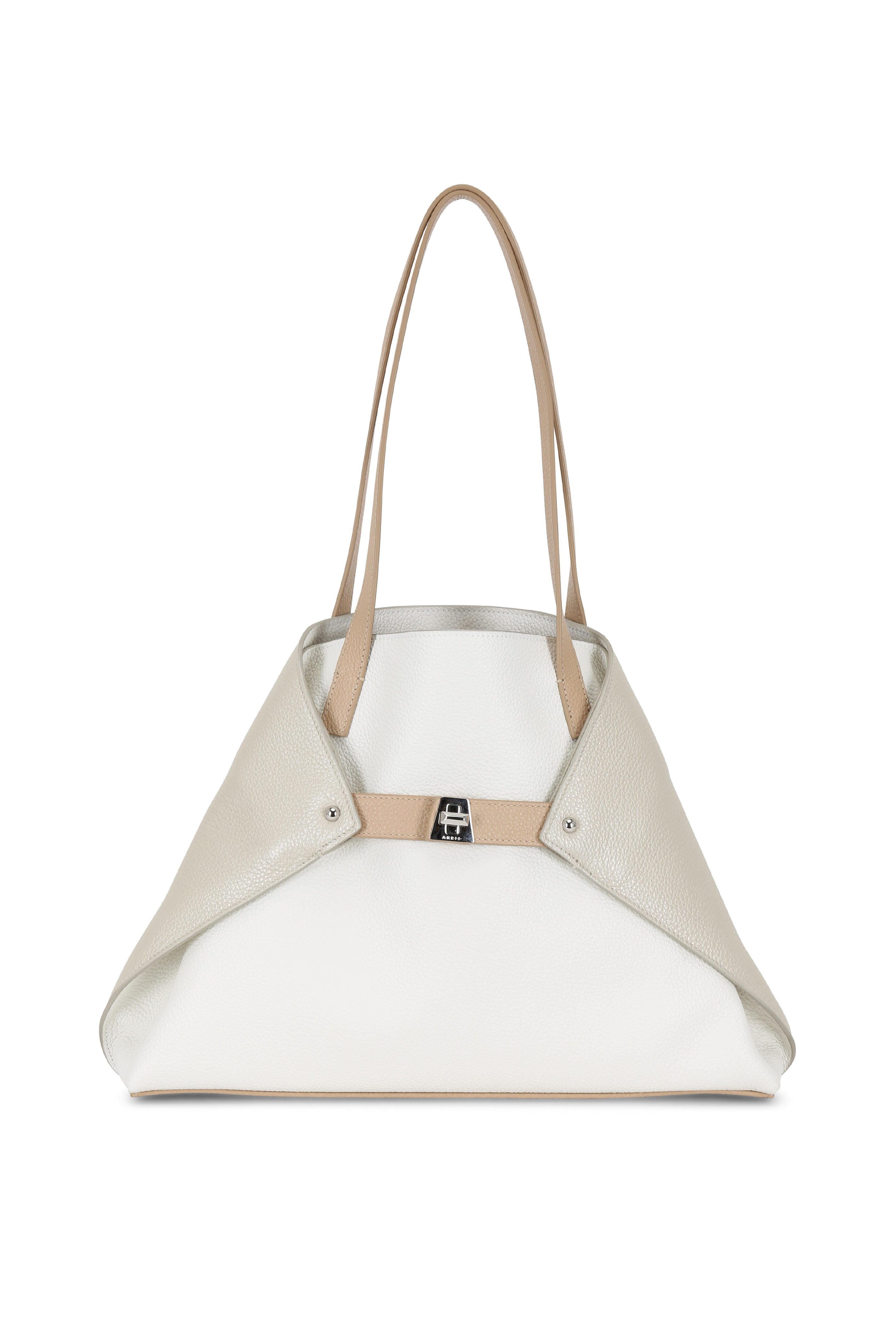SCRE:EN ＜MINI SHOULDER BAG＞　white Akris - Ai White & Metallic Leather Small Shoulder Bag