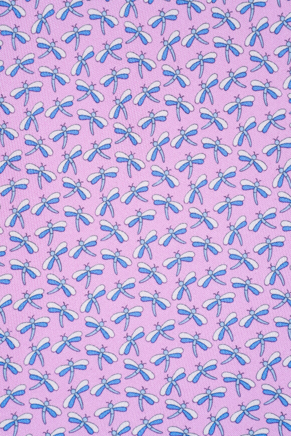 Ferragamo - Pink Dragonfly Print Silk Necktie