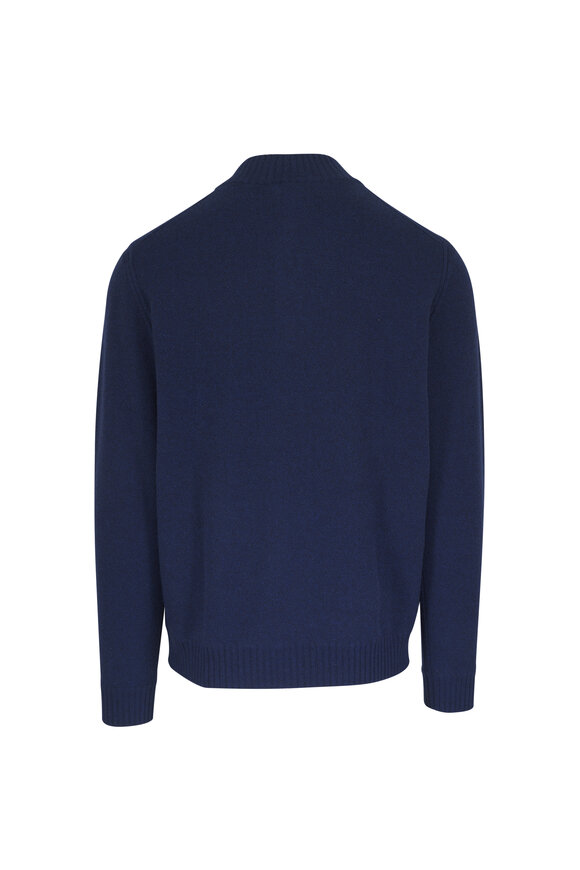 Kinross Navy Blue Cashmere Quarter Zip Pullover - view 2