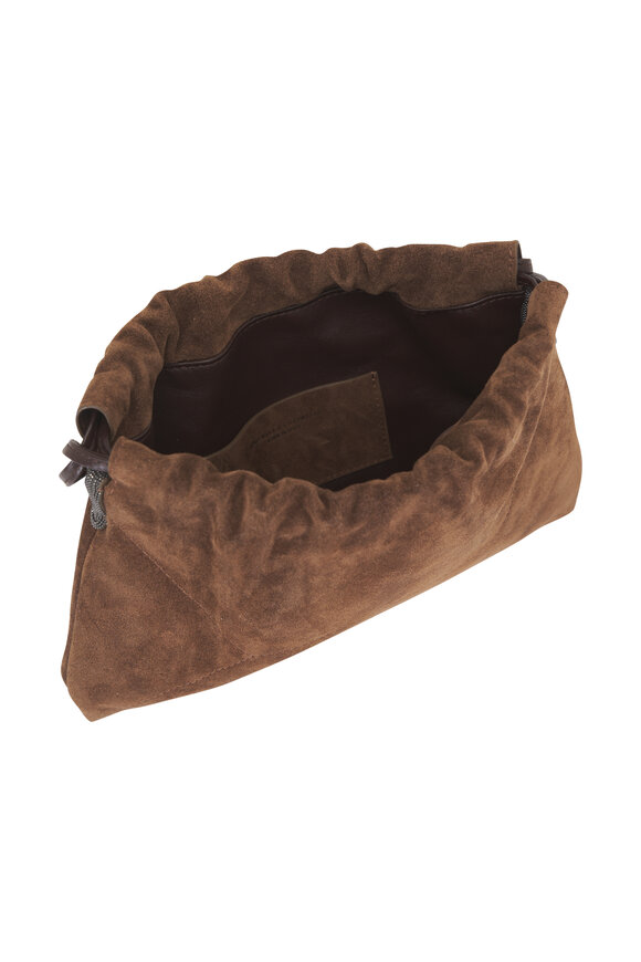 Brunello Cucinelli Small Duo Caramel Suede Shoulder Bag - view 4