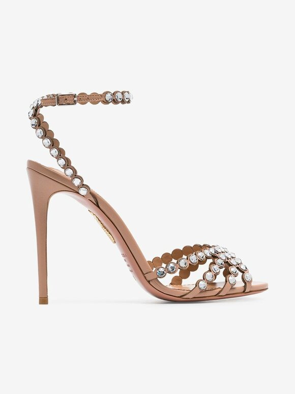 Aquazzura - Tequila Powder Pink Jeweled Sandal, 105mm