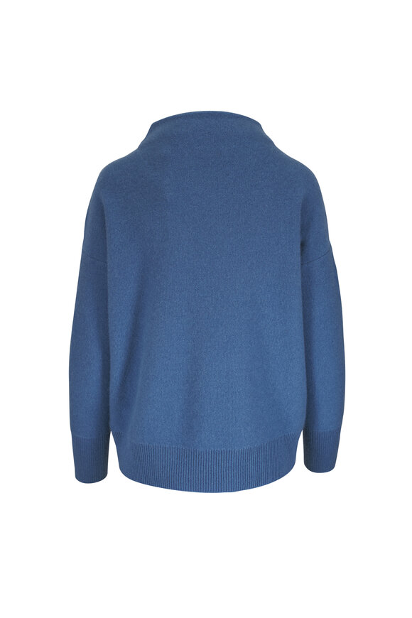 Vince Blue Slate Plush Cashmere Funnel-Neck Sweater - view 2