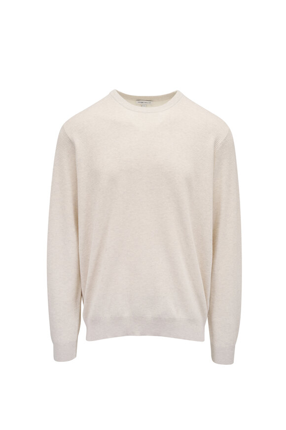 Peter Millar Coolspun Ivory Textured Crewneck Sweater