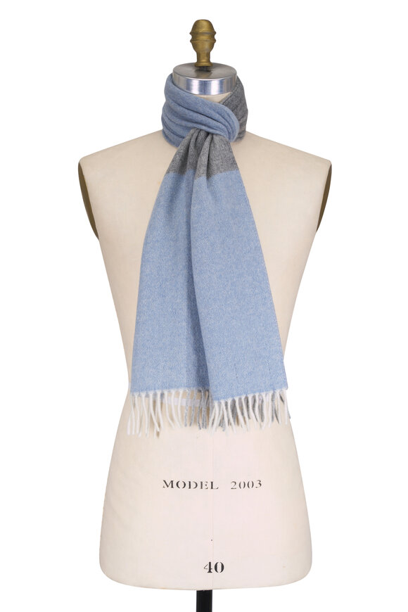 Chelsey Imports Blue & Gray Colorblock Cashmere Scarf - view 1