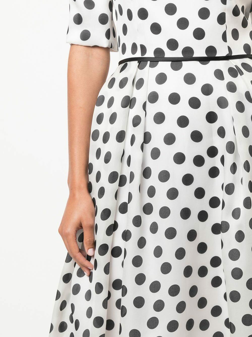 Carolina Herrera Black & White Silk Polka Dot Ruffle Dress