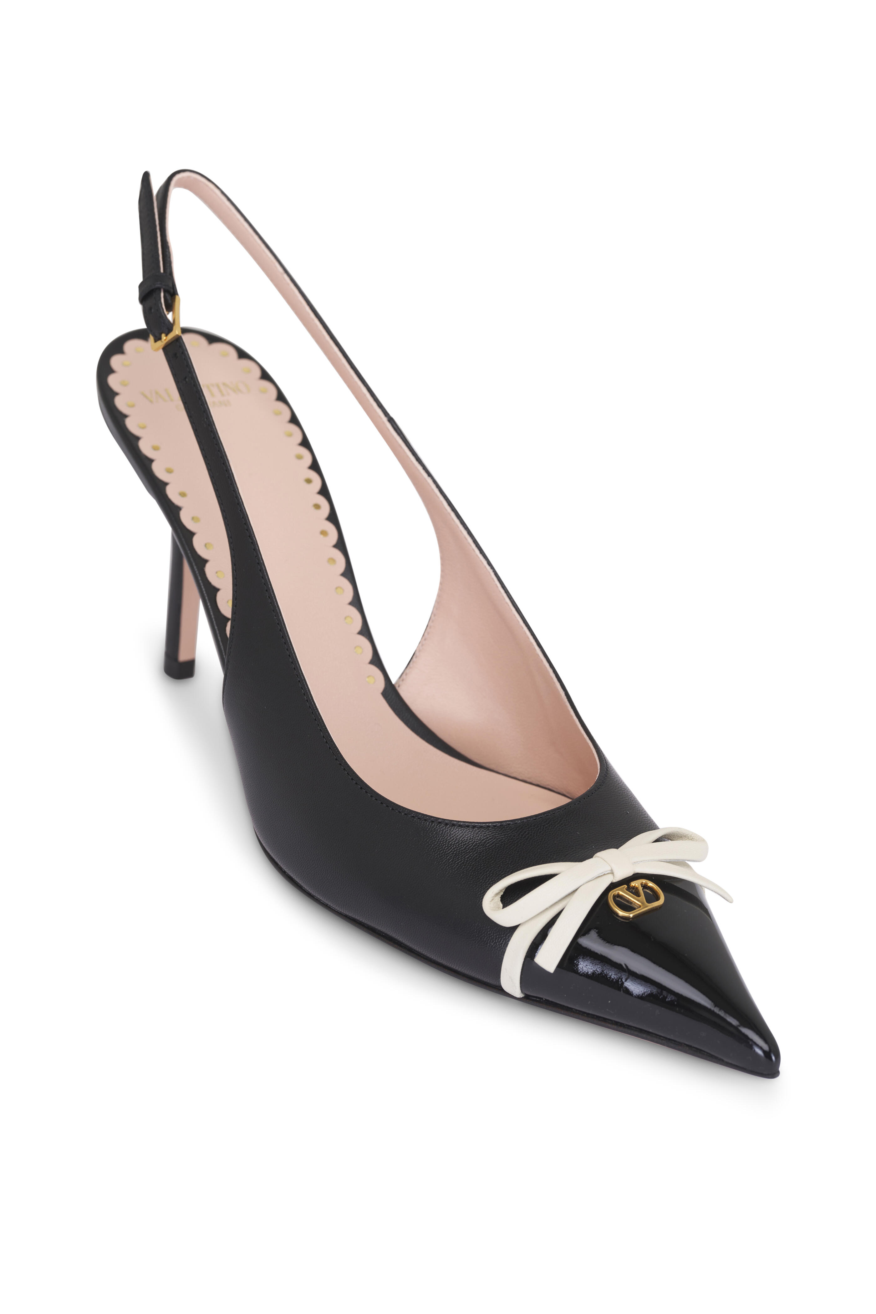 Valentino Garavani - Bepointy Black & Ivory Slingback Pump, 80mm