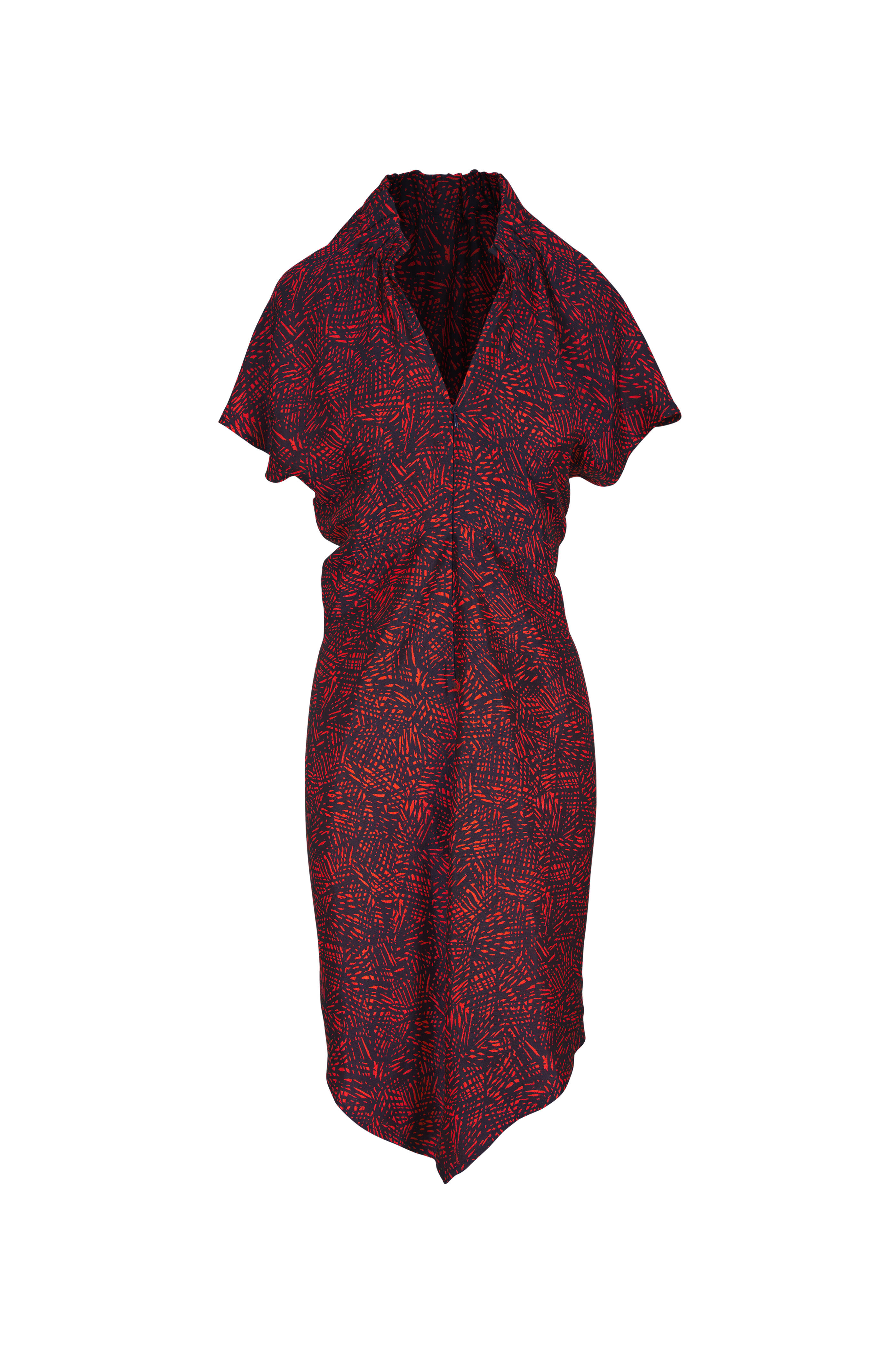Zero + Maria Cornejo - Ruched Stella Inkjet & Orange Dress