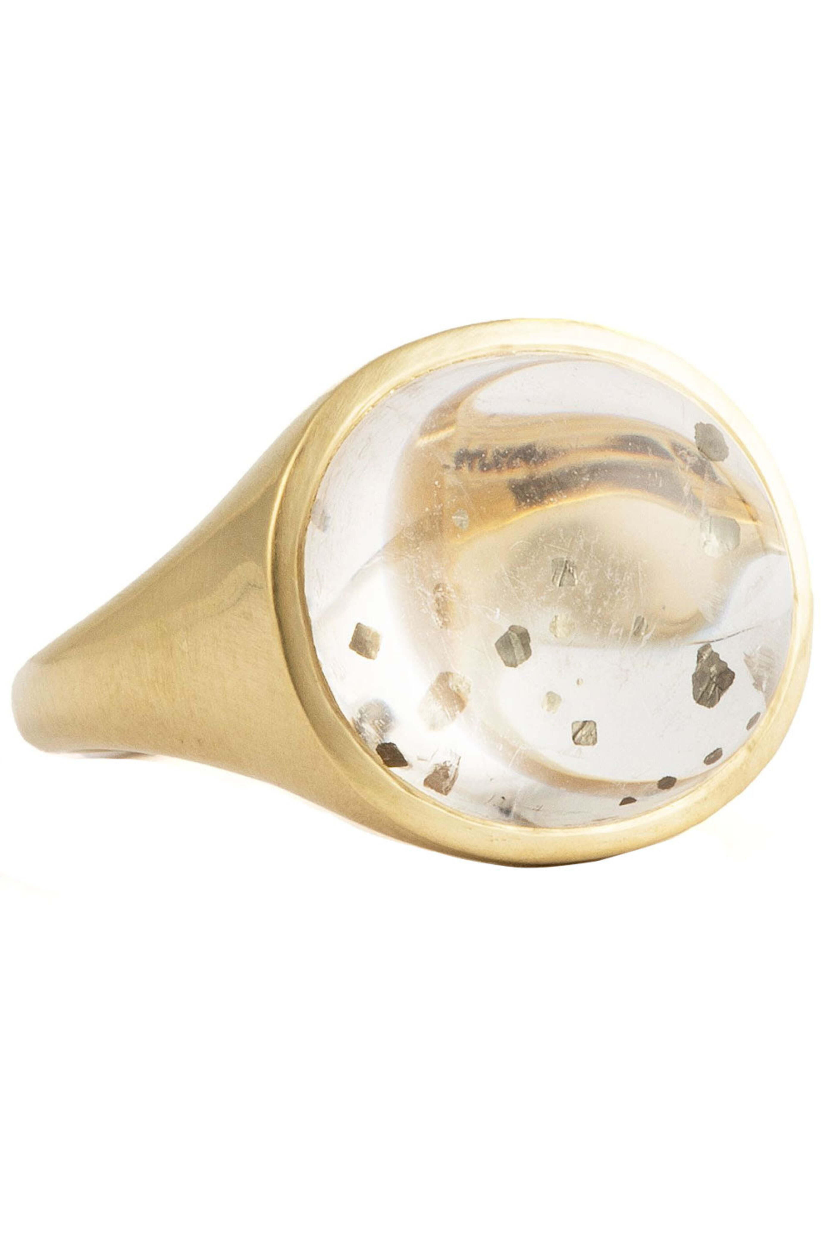 Sylva & Cie - Quartz Cabochon with Floating Pyrite Ring
