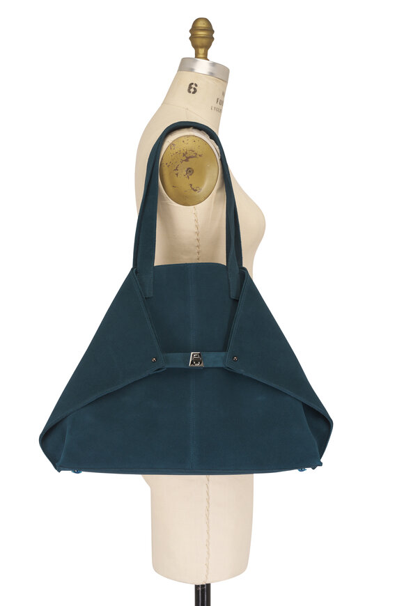 Akris Medium Ai Blue Suede Shoulder Tote - view 6