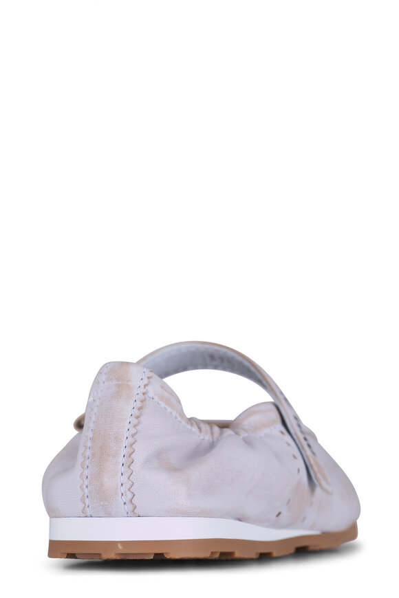 Miu Miu Plume White Distressed Leather Flat - view 4