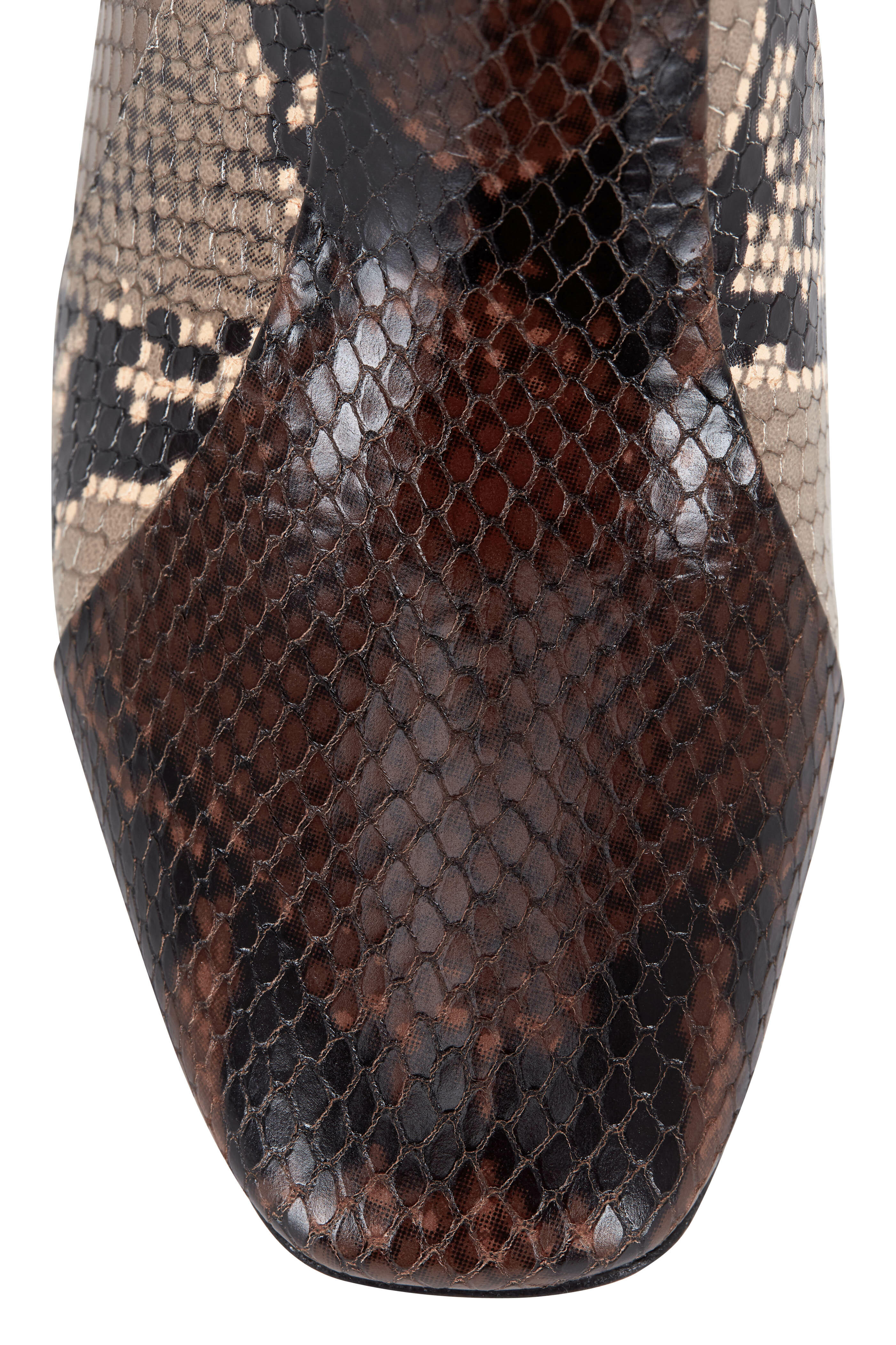 Veronica Beard - Felix Brown Snake Embossed Bootie, 65mm
