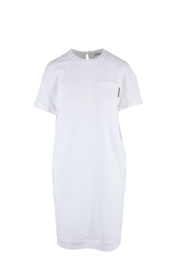 Brunello Cucinelli - White Short Sleeve T-Shirt Dress