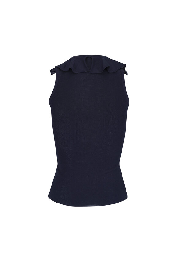 Dorothee Schumacher Refined Essentials Dark Navy Ruffle Tank - view 2