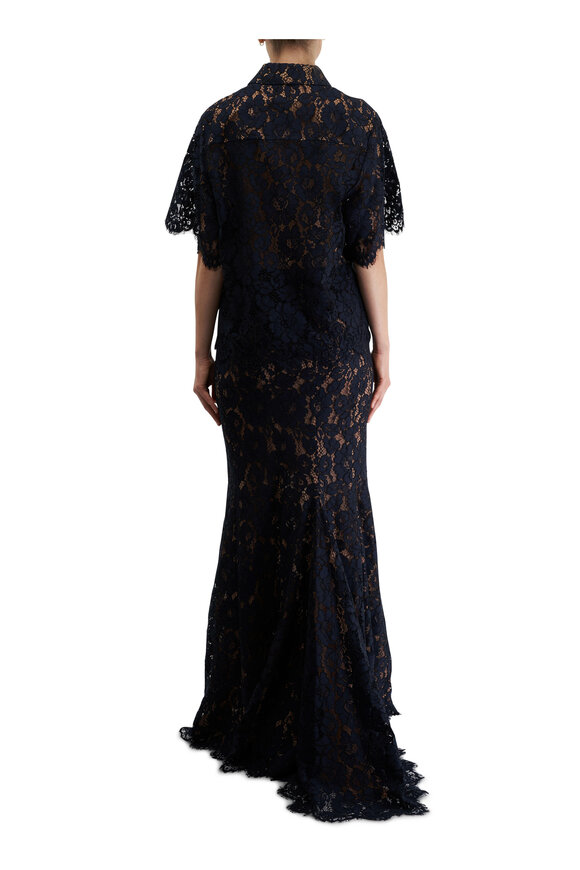 ユーモレスク chelsea collar dress シルク100% ブラック Michael Kors Collection - Midnight Lace Short Sleeve Shirt