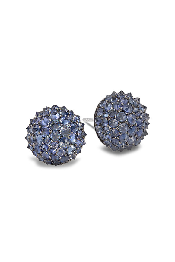 Nam Cho 18k White Gold Blue Sapphire Stud Earring - view 1