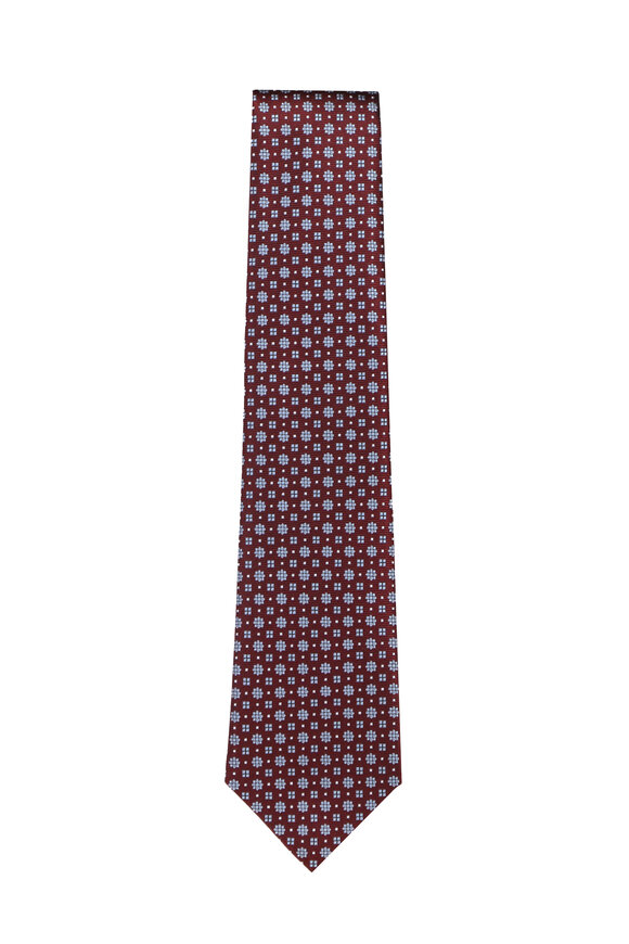 Isaia Burgundy Floral Silk Necktie - view 1