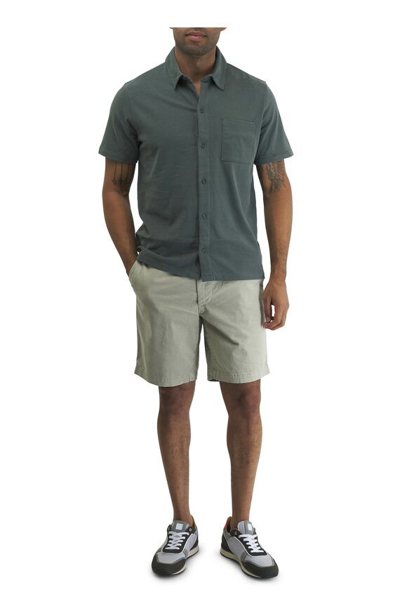 Vince - Petrol Green Sueded Jersey Button Down Shirt