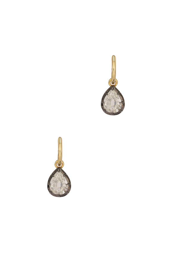 Sutra 18k Yellow Gold Diamond Drop Earring - view 1