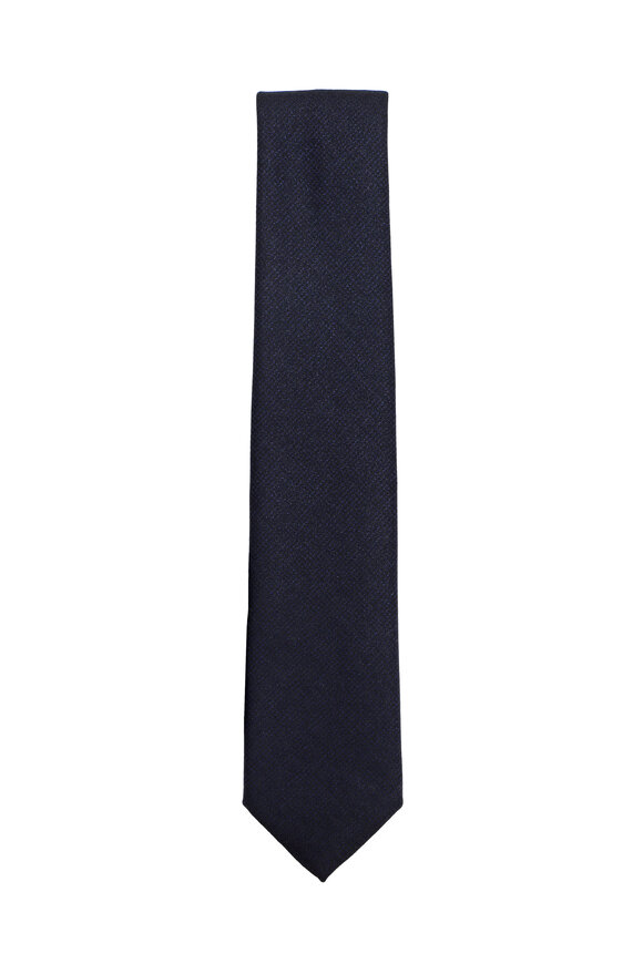 Brioni Solid Navy Wool Necktie