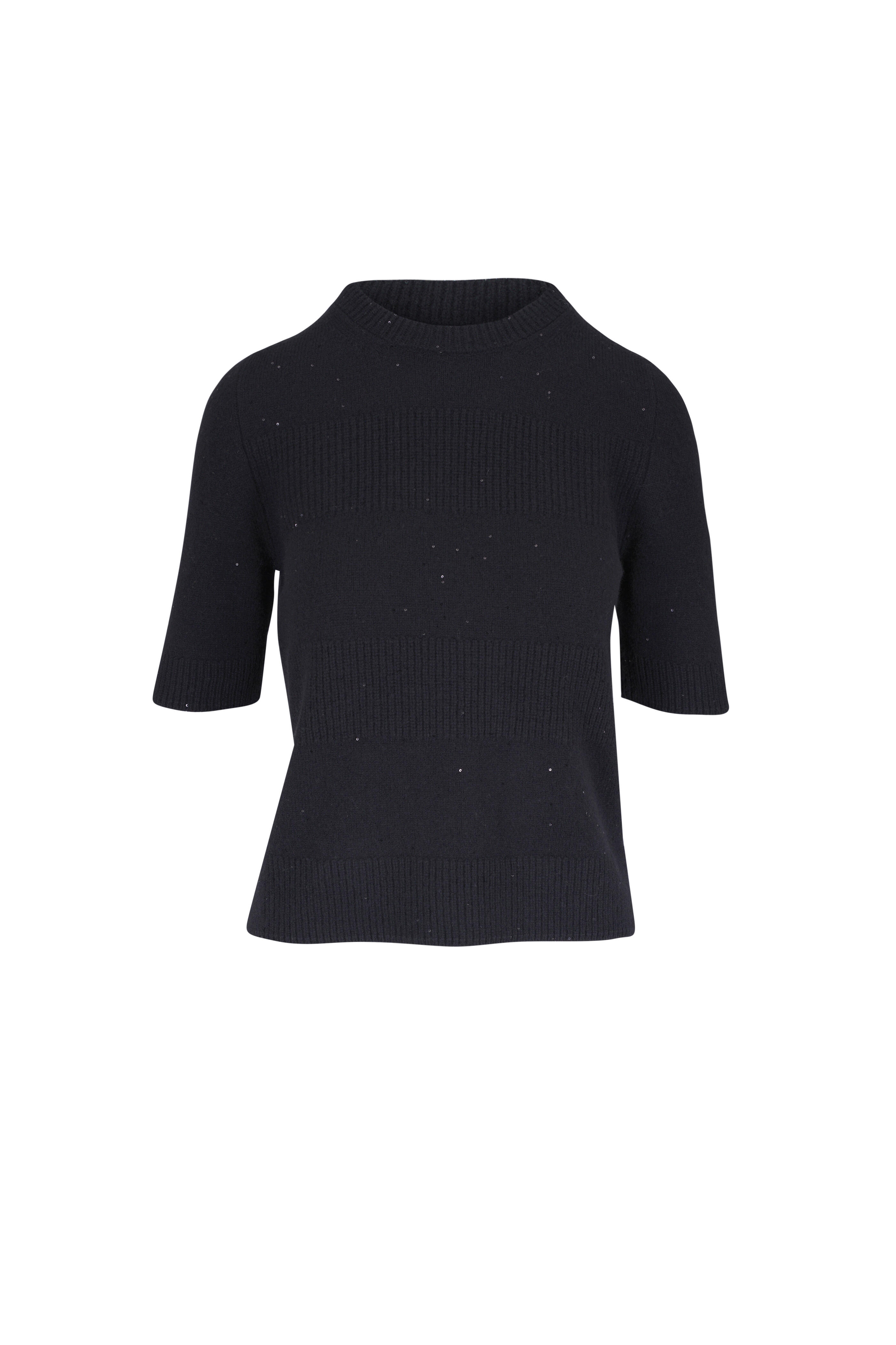D.Exterior - Black Tonal Stripe Sequin Sweater