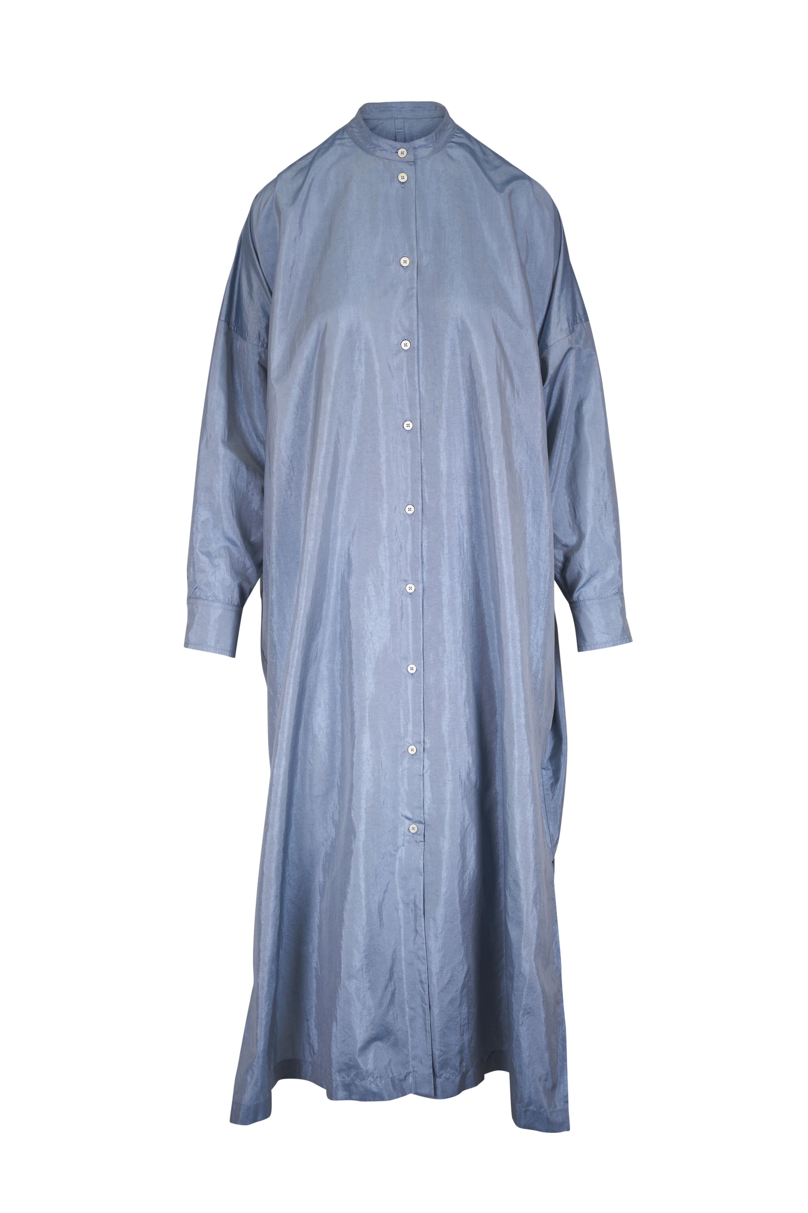 Jil Sander - Light Blue Stand Collar Long Tunic Dress