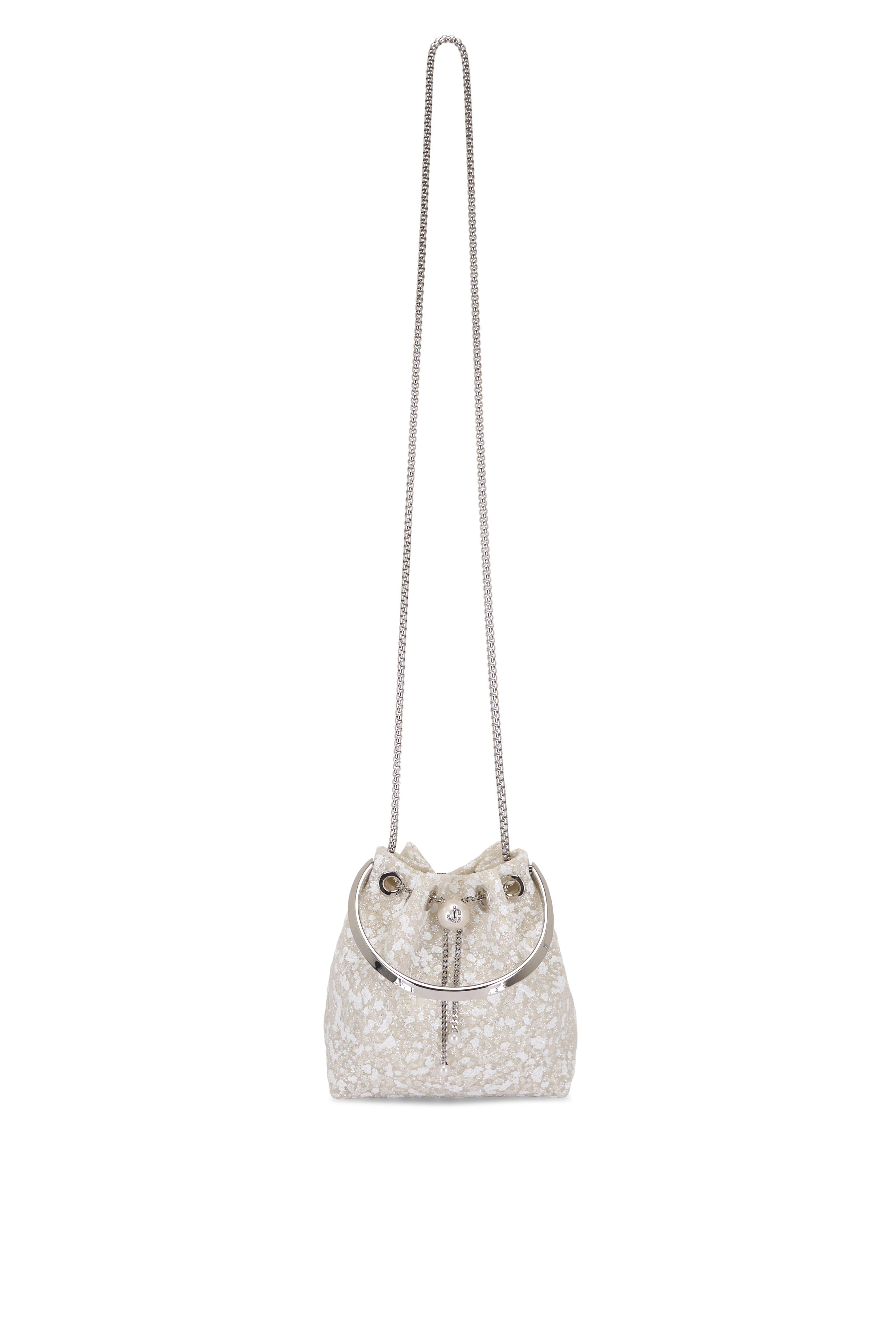 Jimmy Choo - Bon Bon Ivory & Silver Tulle Top Handle Bag