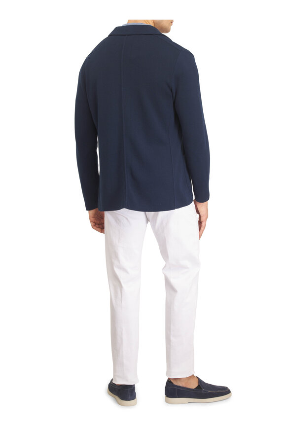 Patrick Assaraf Navy Cotton Knit Blazer - view 5