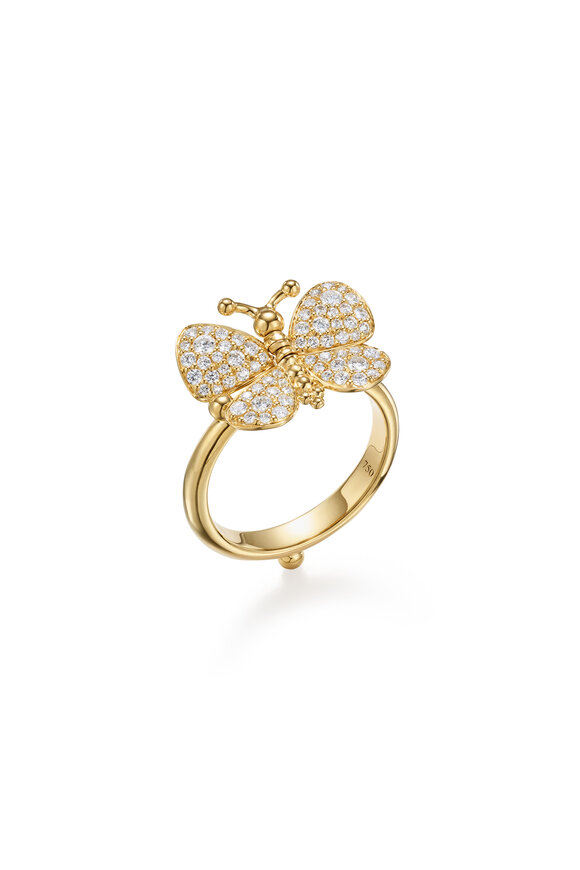 Temple St. Clair 18k Yellow Gold Diamond Snow Butterfly RIng