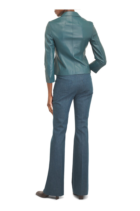Akris Hecate Dark Teal Fitted Leather Jacket - view 4