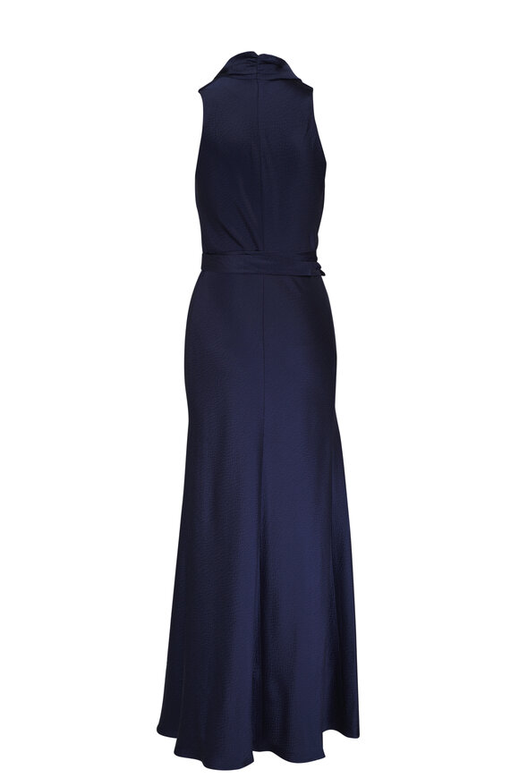 Peter Cohen - Apres Navy Hammered Silk Wrap Dress