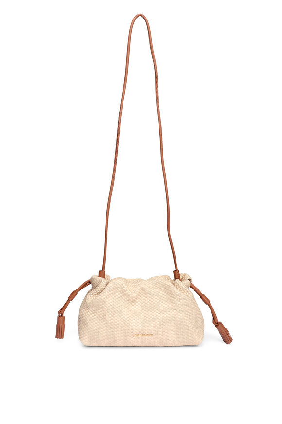 Veronica Beard Small Natural Raffia Stash Crossbody