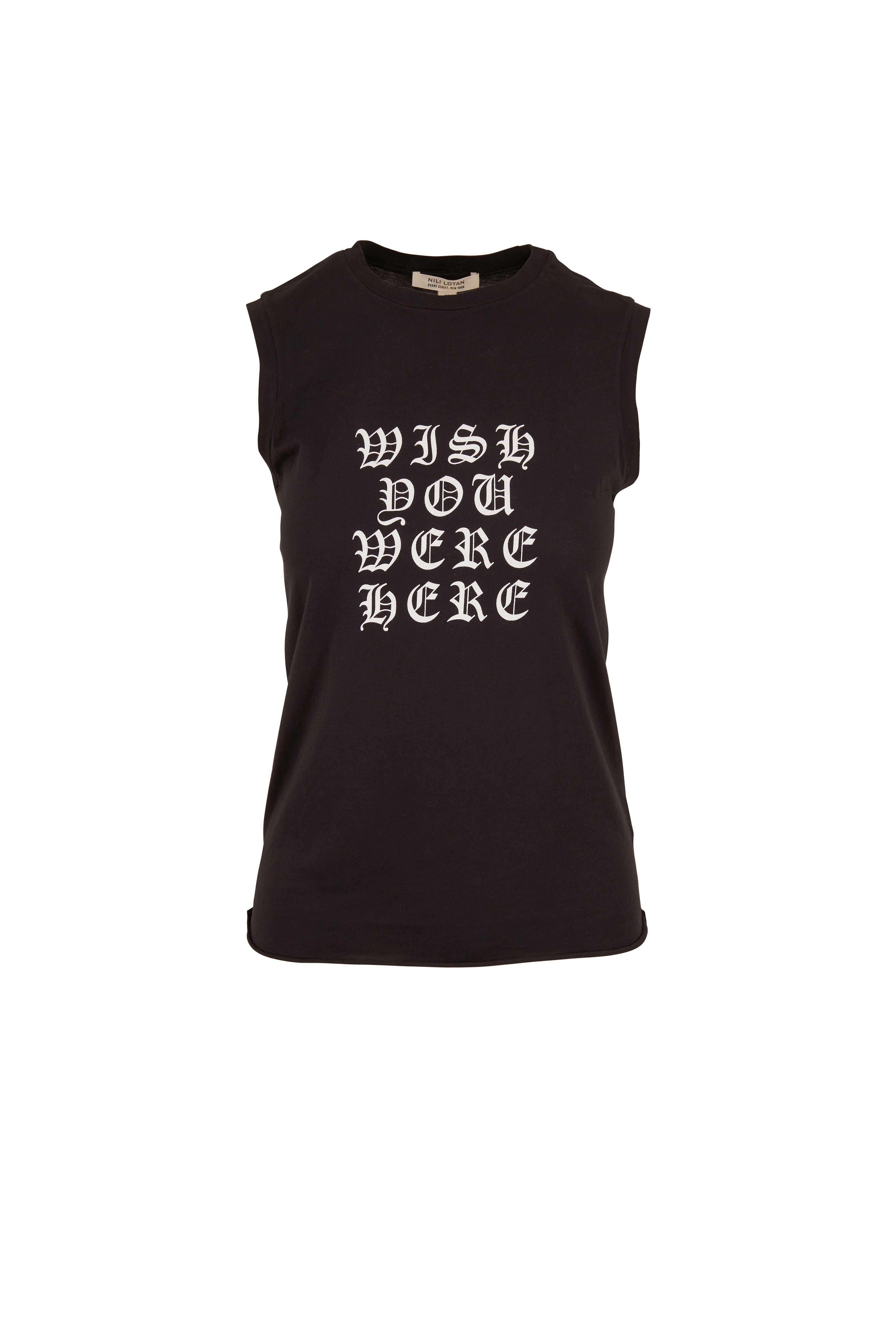 Nili Lotan - Washed Black Wish You Were Here Muscle Tee
