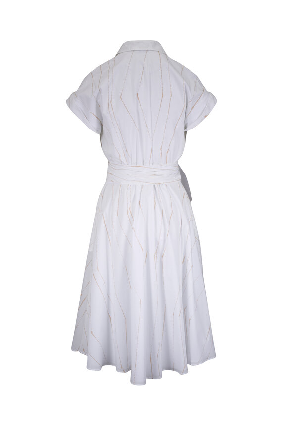 Kiton White & Tan Stripe Cotton Shirtdress - view 3