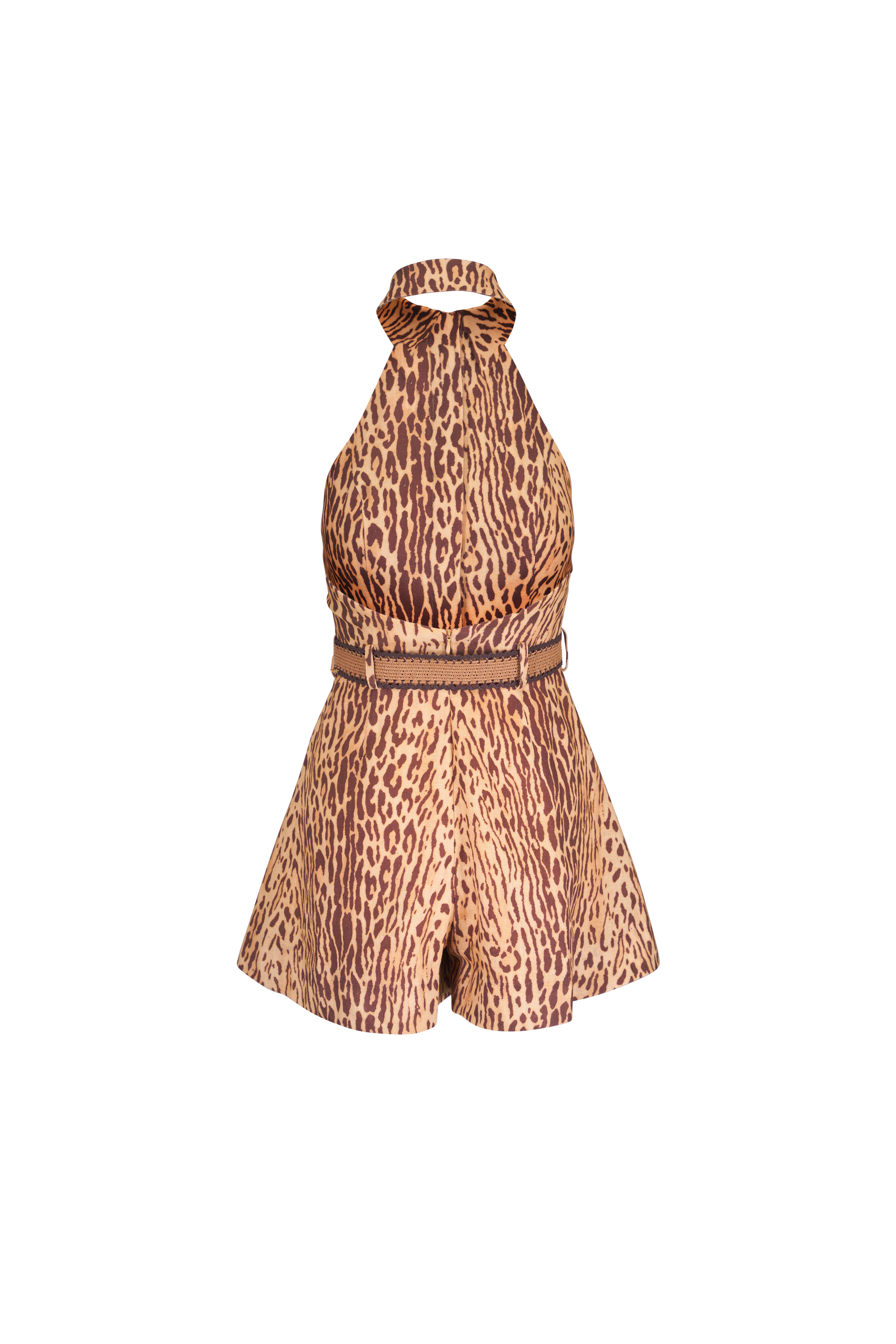 Zimmermann - Cascadian Leopard Print Halterneck Playsuit