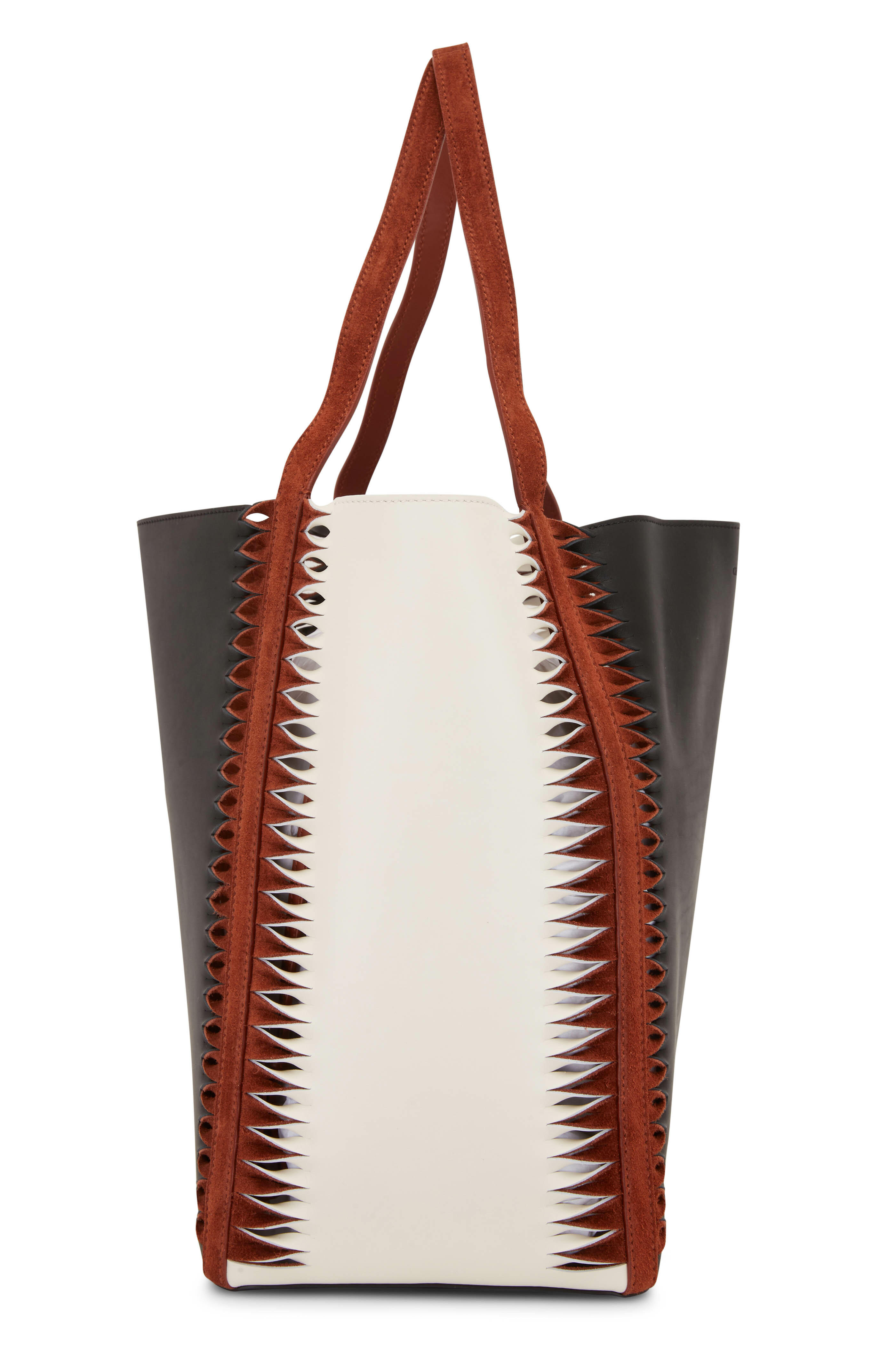 Chloé - Louela Black Tricolor Twisted Cut Out Leather Tote