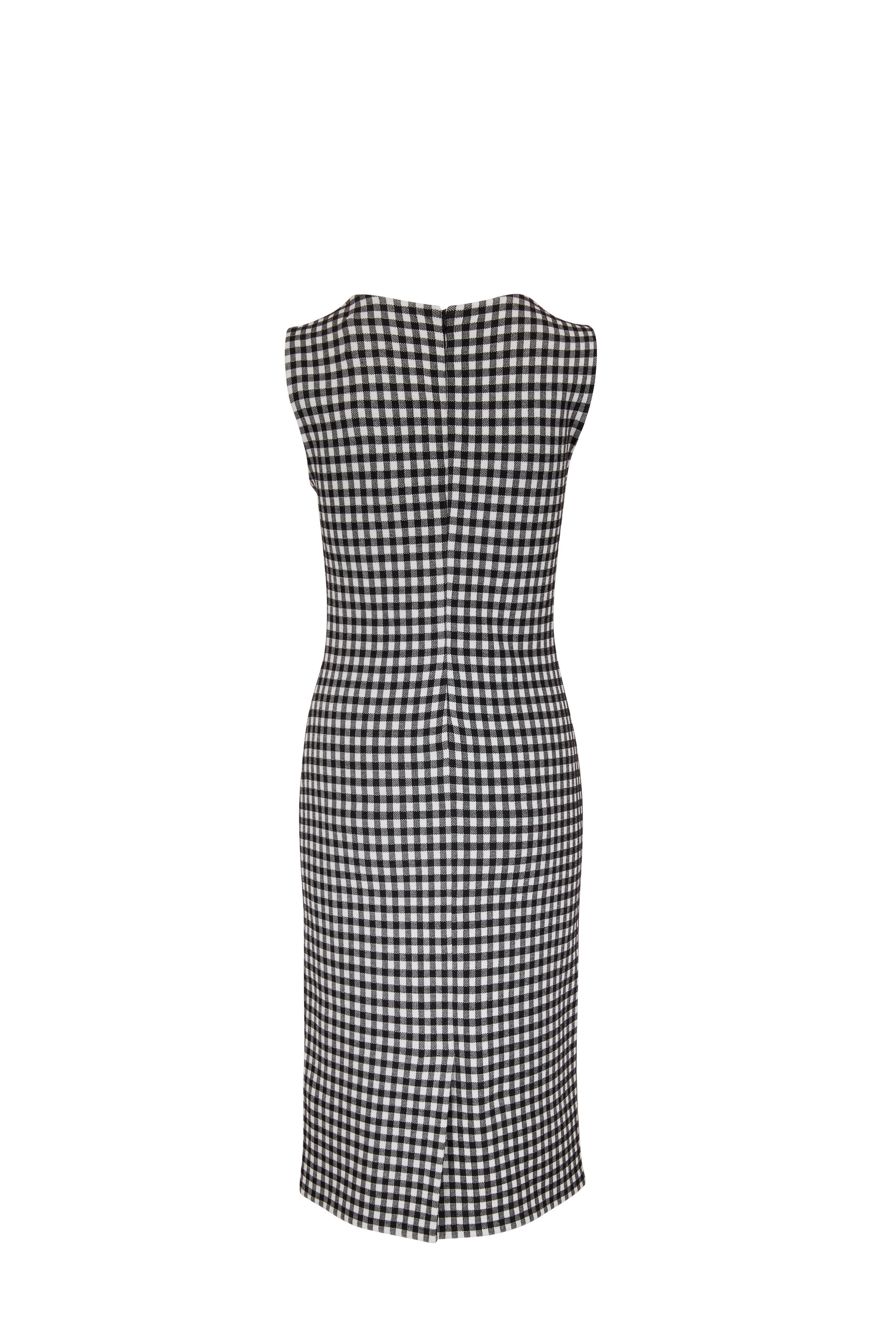 Carolina Herrera - Black & White Gingham Jacquard Sheath Dress