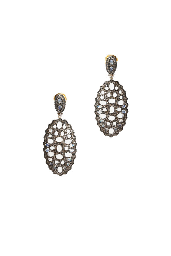Loren Jewels - 14K Gold & Silver Diamond & Moonstone Earrings