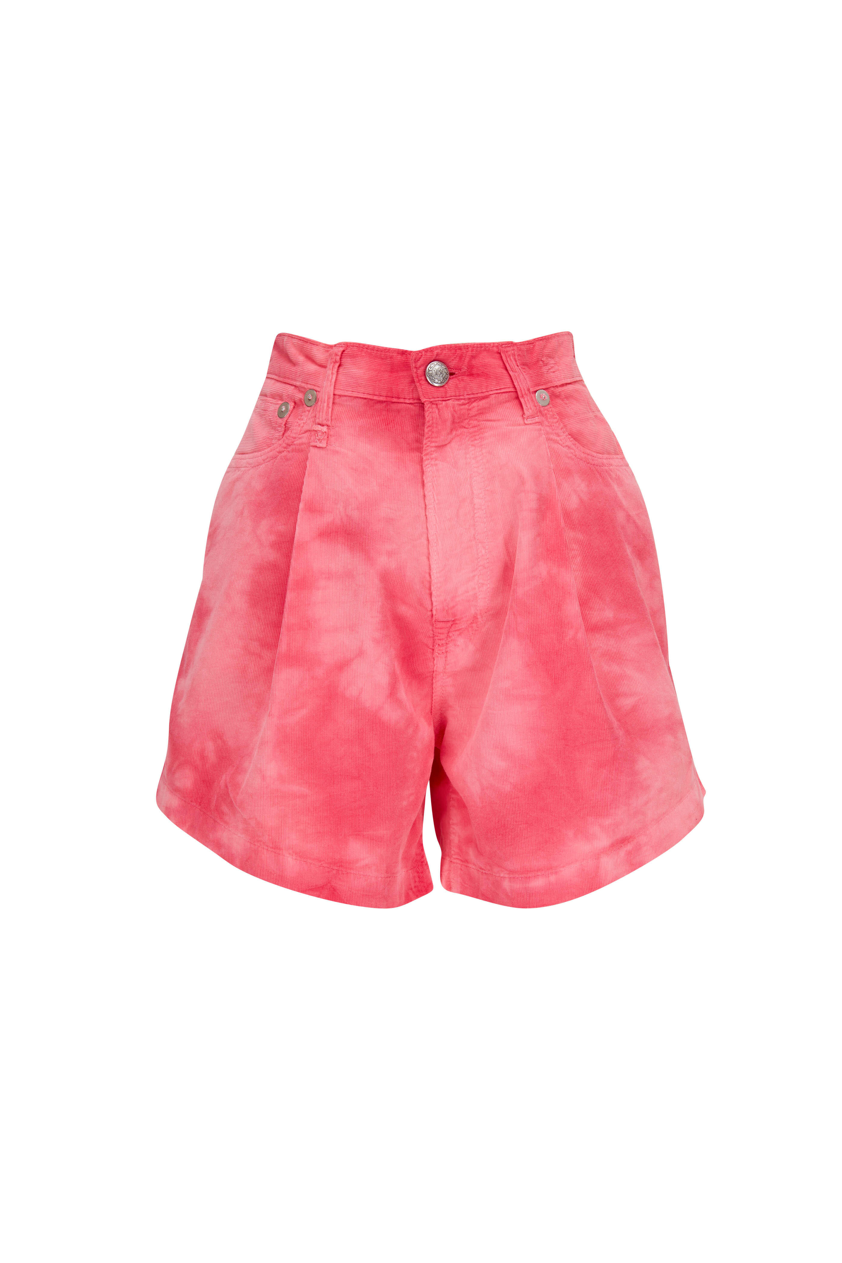 R13 - Damon Pleated Fuchsia Corduroy Shorts