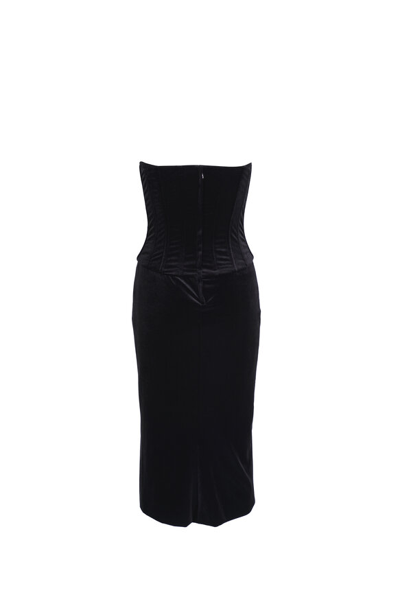 Dolce & Gabbana - Black Velvet Longuette Strapless Dress