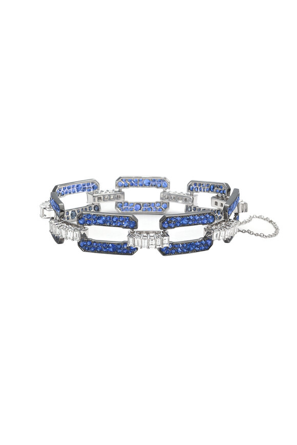 Nam Cho - 18K White Gold Sapphire & Diamond Link Bracelet