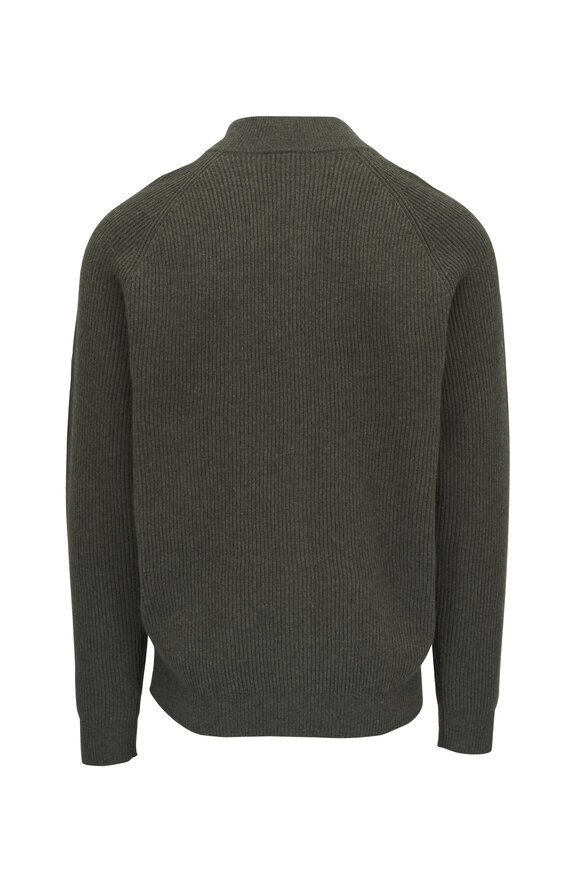 Peter Millar - Crescent Military Green Full Zip Sweater