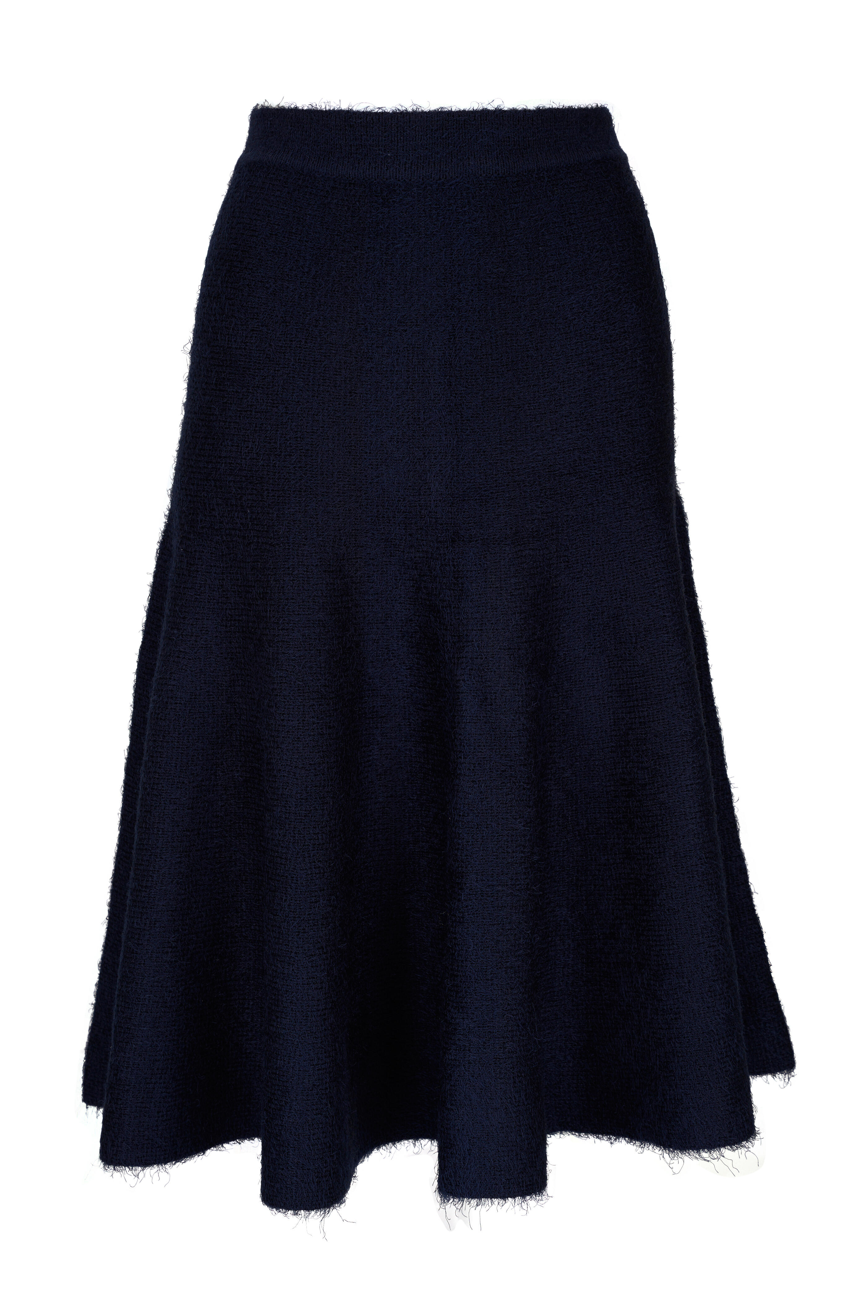 Khaite - Cadence Navy Silk & Cashmere Skirt | Mitchell Stores