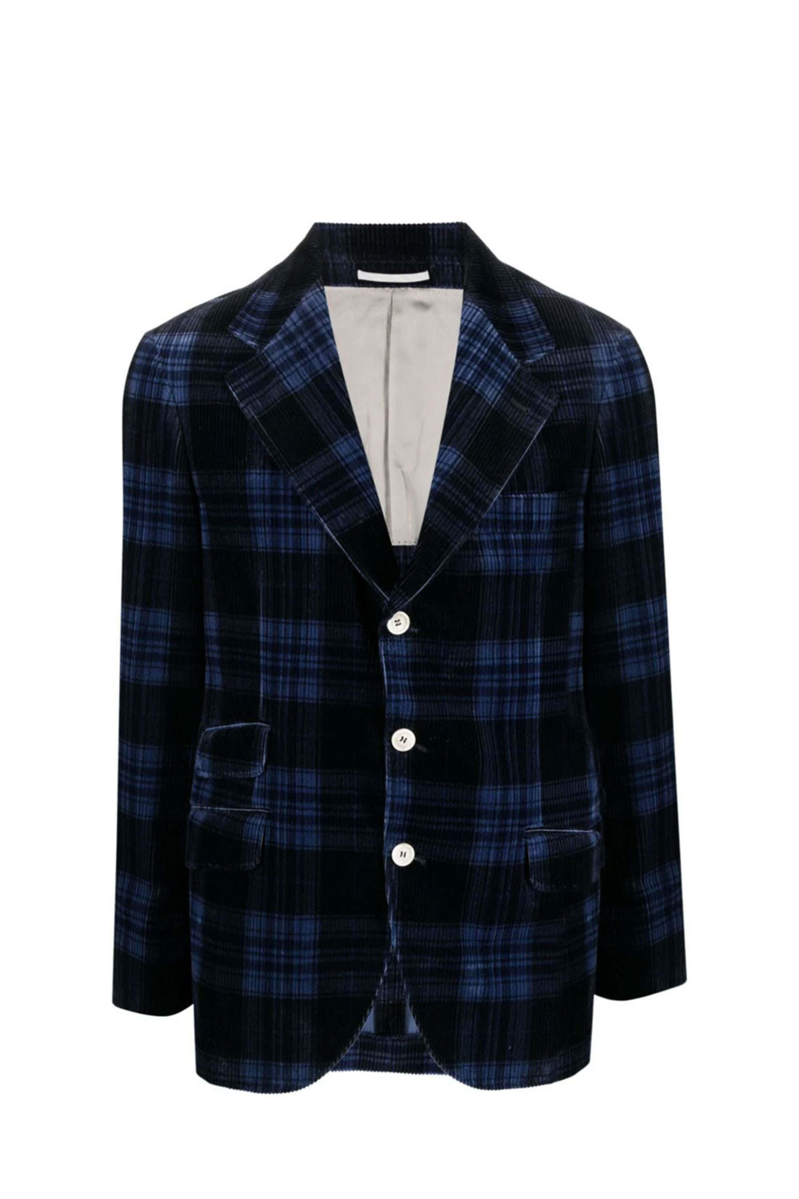Brunello Cucinelli - Blue and Black Prince of Wales Corduroy