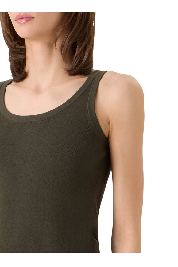 Akris Punto Olive Cotton Scoop Neck Knit Top - view 5